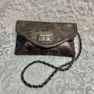 Apt 9 Metallic Bronze Faux Croc Leather Crossbody 10in x 7in